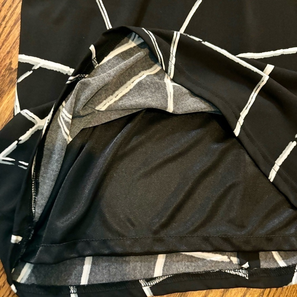 NWT Tahari Dress Sz 2 Arthur S. Levine Black White Geometric Lines Short Slv ASL - Picture 10 of 16